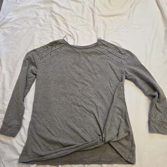 Rock & Republic Tops - Rock & Republic Gray Long Sleeve Studded Top